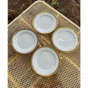 Vtg Noritake Salad Plates Manor Gold 8 3/8 inch Contemporary Fine China Set/4